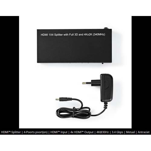 HDMI-Splitter HDMI-Ingang - 4x HDMI-Uitgang 4K